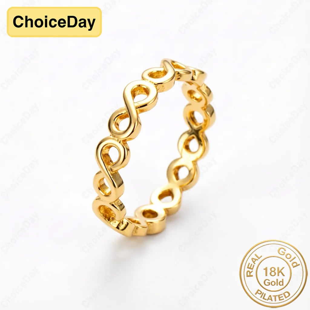 18K Gold Plated Simple Infinity Symbol Plain Ring, Stylish Women's Engagement Party Gift Accessories