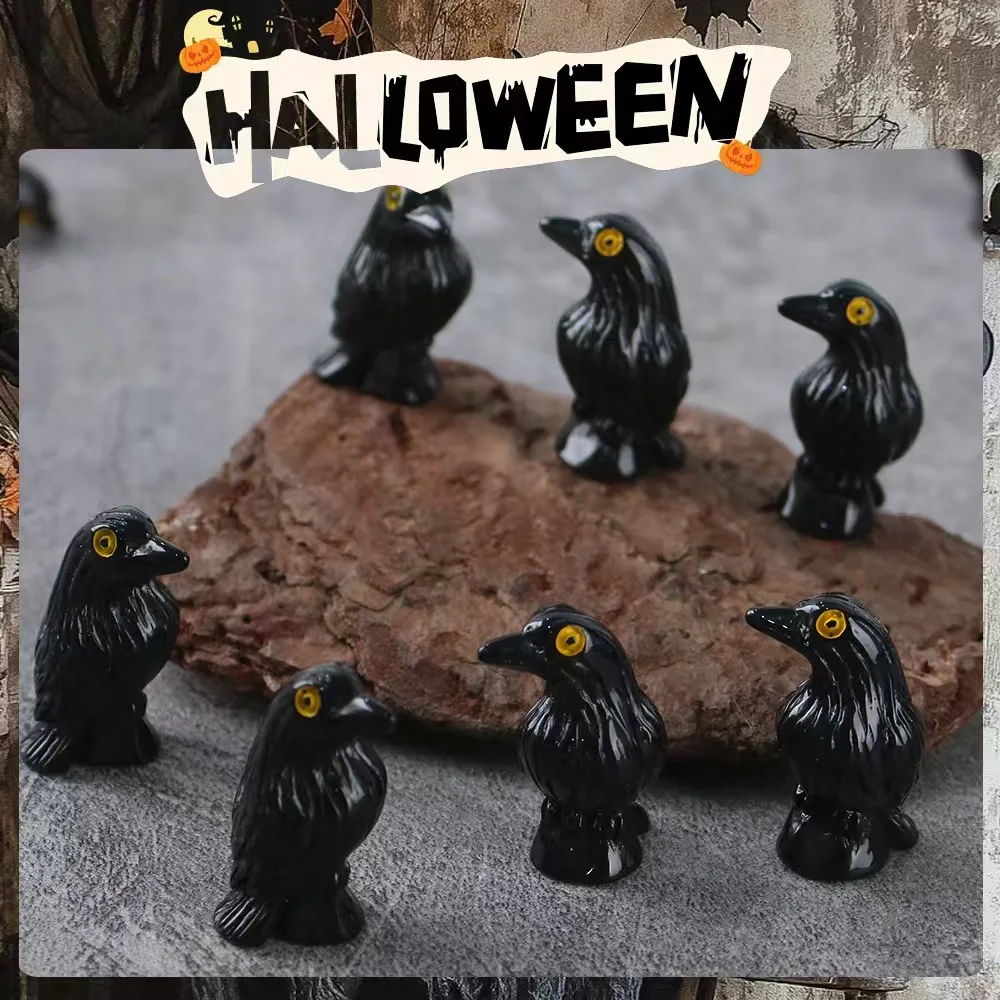 

1-20pcs Creative Halloween Decoration Black Crow DIY Resin Crafts Festival Small Ornaments Home Desktop Figurines Miniatures