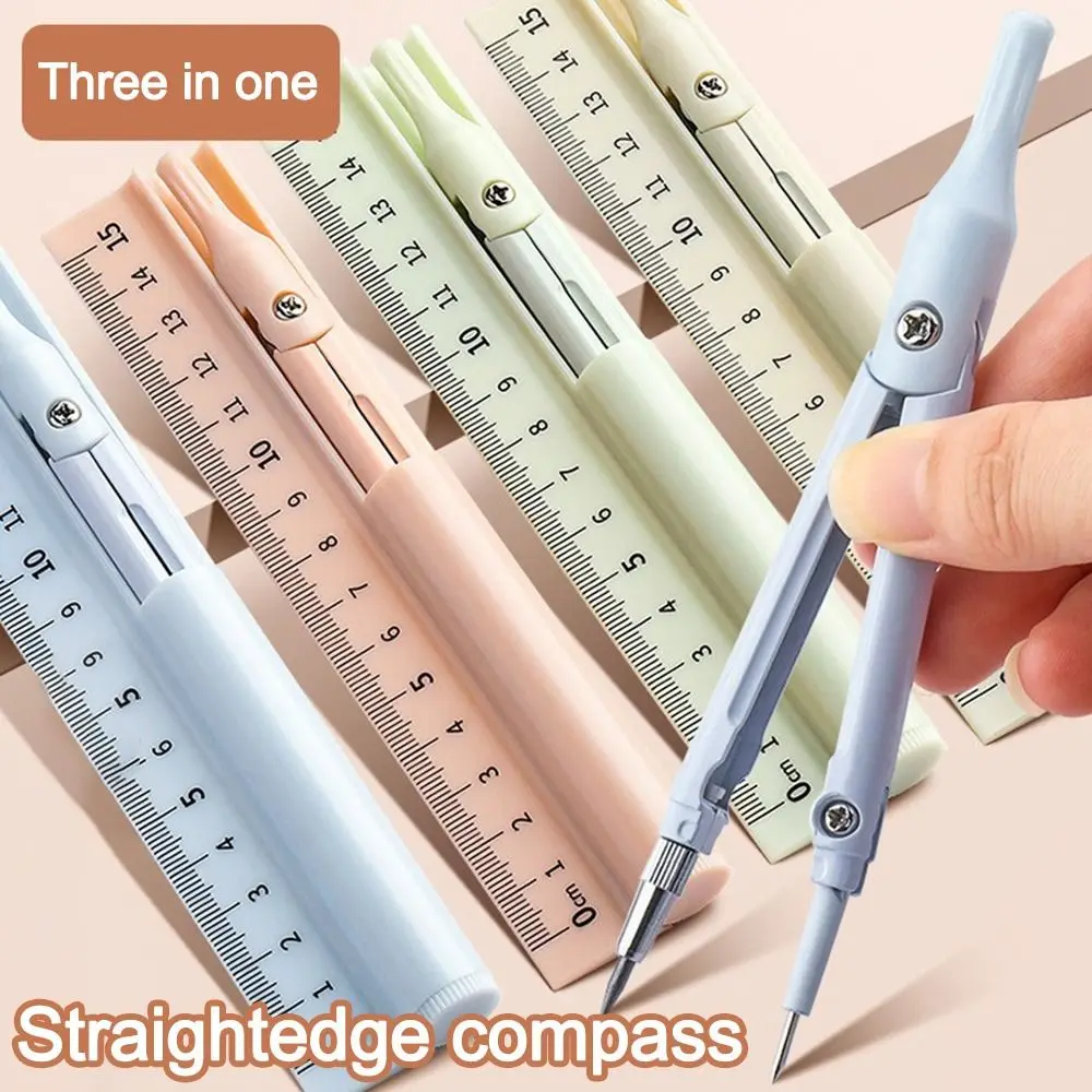 Multi-Function 3-in-1 Compass Ruler Set Measuring Ruler Mathematics Pencil Compass Kit Stationery Set Function Ruler Students