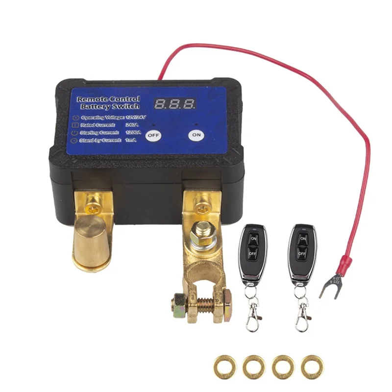 

For Auto Compatible 12/24V 240A Remote Battery Disconnect Switch Voltage Display Car Switch With 2 Remote Control Units