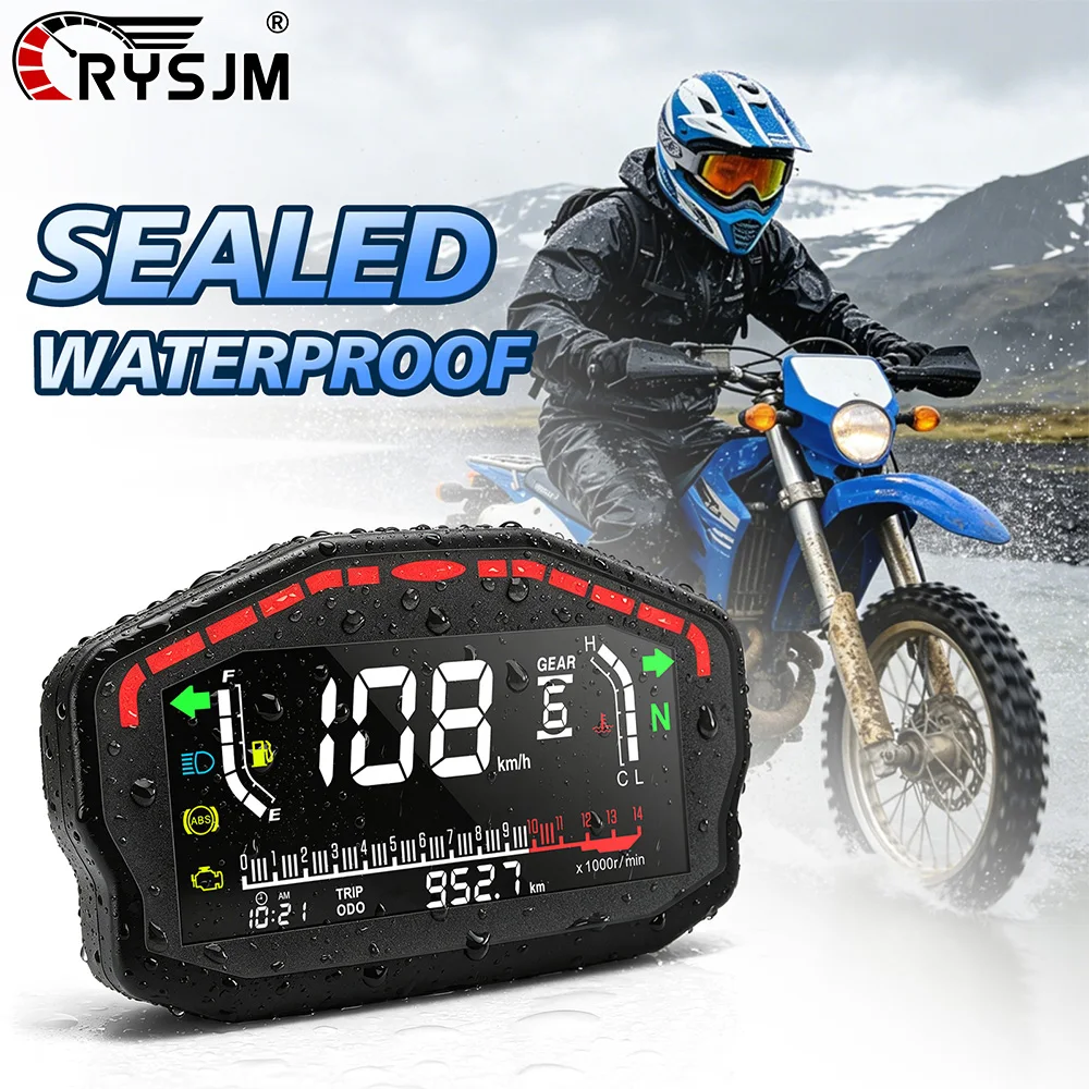 Motorcycle Speedometer Odometer Tachometer Fuel Level Gauge For Honda For Suzuki ﻿For 2 4 Cylinder Motorbike With Abnormal Alarm