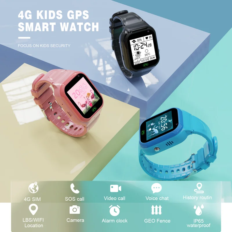 4G Sim Card GPS Smart Watch  Kid watch Phone SOS Call Back Monitor With 400mA Big Battery Video Call Children Watchphone call