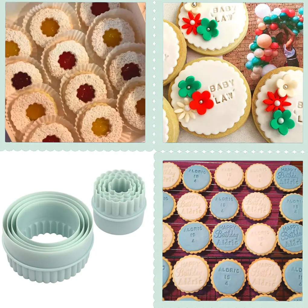 8 Pieces Cupcake Round ShapeCookie Cutter Mould Two Sided Reusable Fondant Tool Molds Multifunctional Pastries