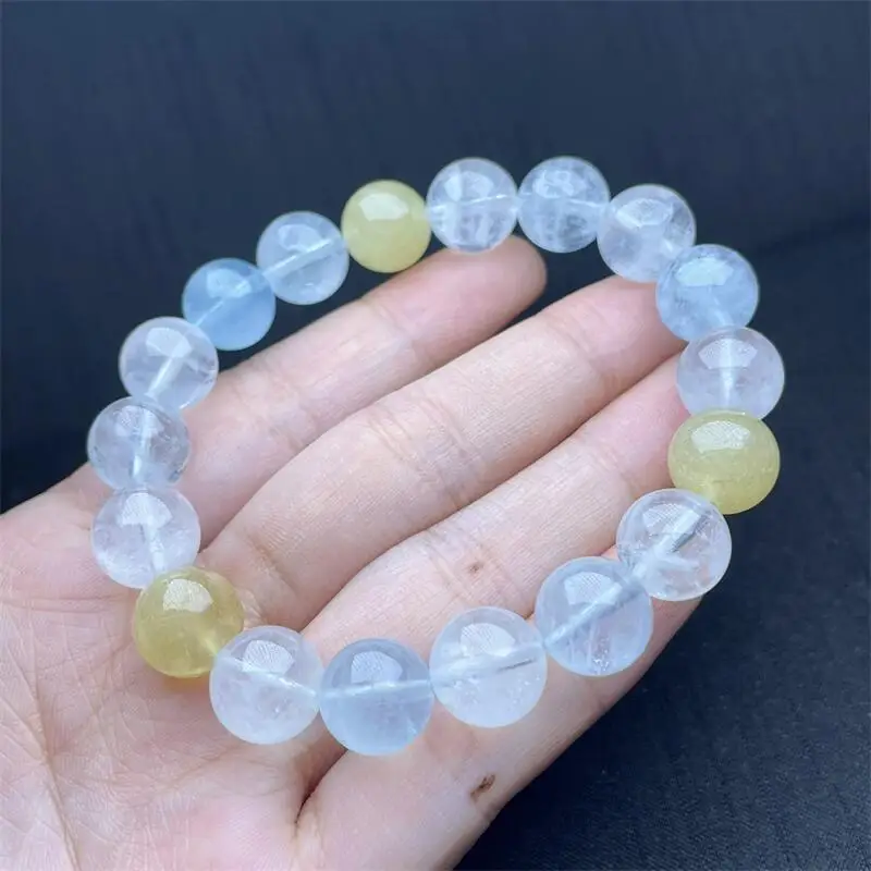 10MM Natural Aquamarine Bracelet Women Men Handmade Stretch Rope Bracelet Luxury Jewelry Energy Healing Gift 1PCS