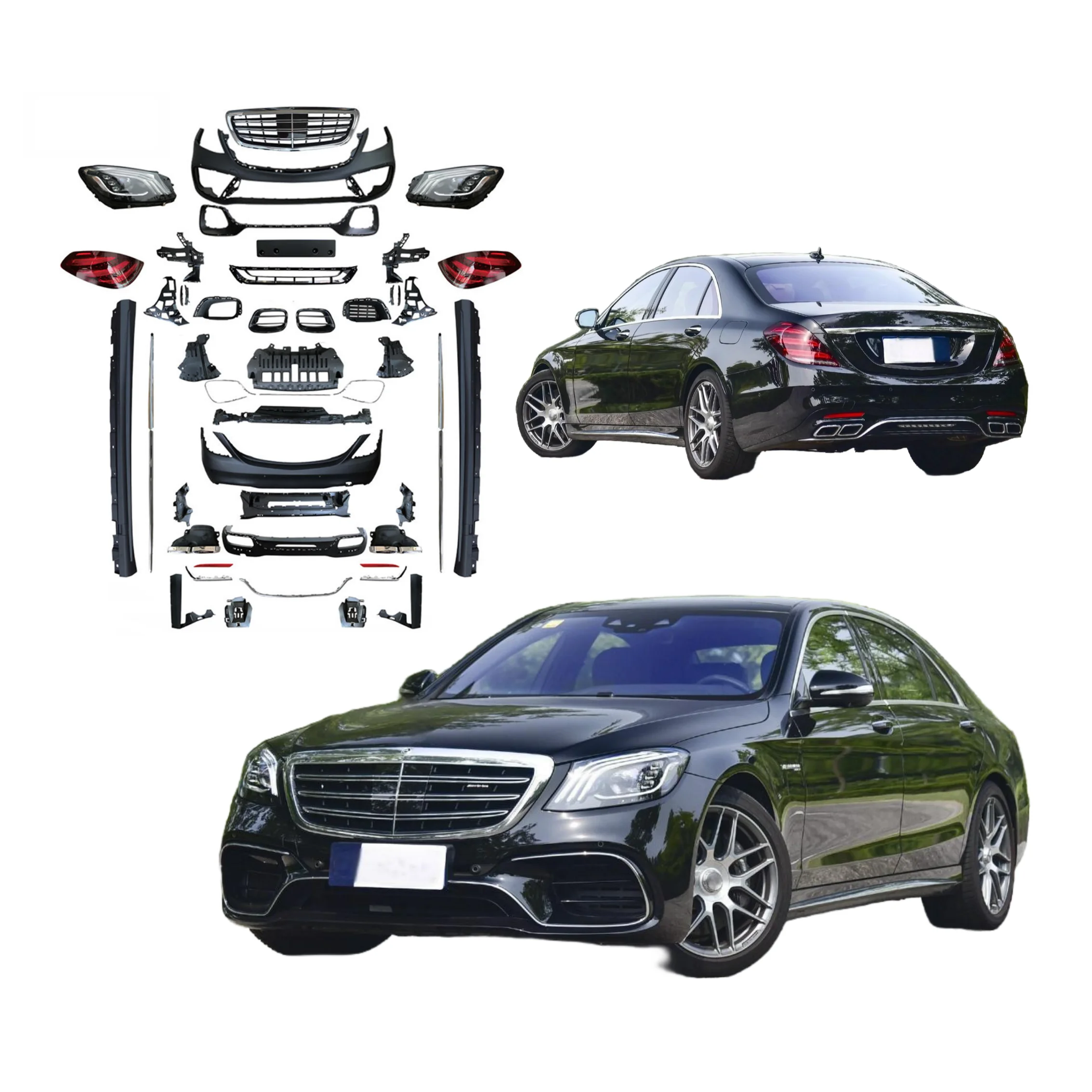 Body Kit for Mercedes Benz S-class 2014-2020 W222 Facelift to S63 Style High Quality LED Headlight Bumper Exhaust Parts