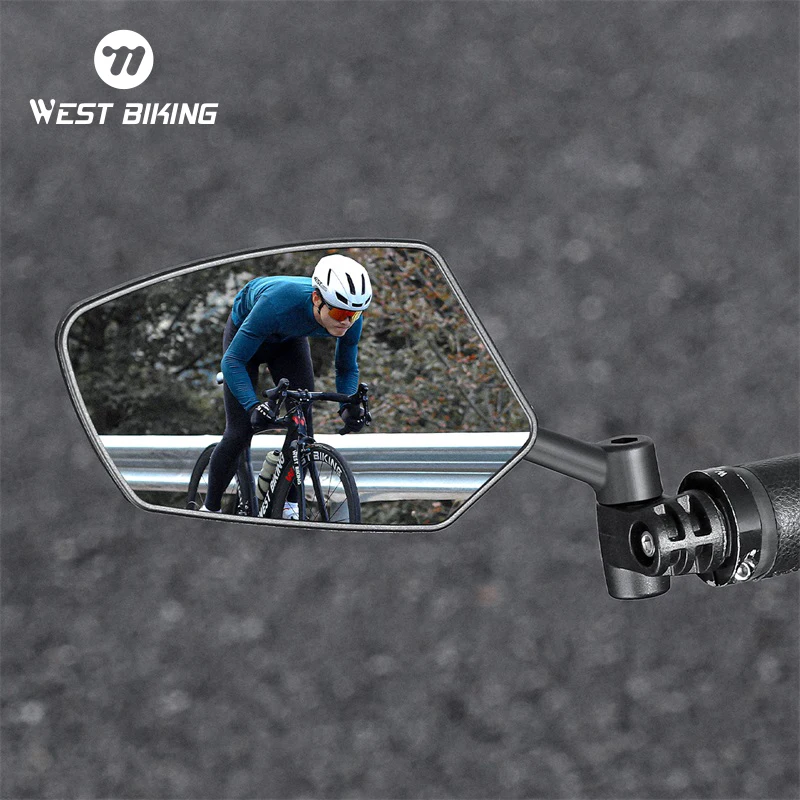 Espelho retrovisor de bicicleta WEST BIKING HD 360 °   Refletor de visão traseira giratório, segurança transparente, scooter, mtb, bicicleta de