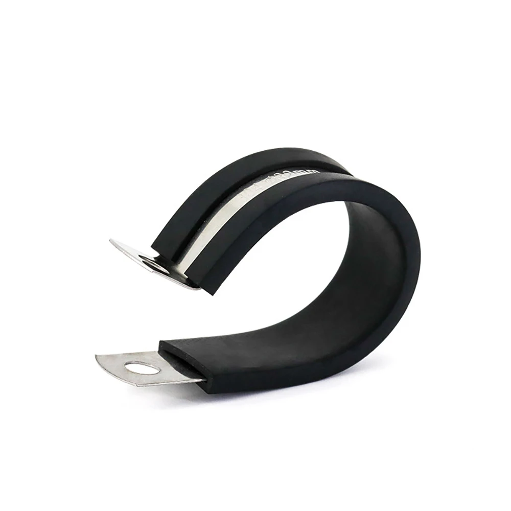 Single&Double 304 Stainless Steel U-Shaped Metal Clip Holder with Insulation Rubber Clamp Suitable for Rigid Pipes Hoses Cables