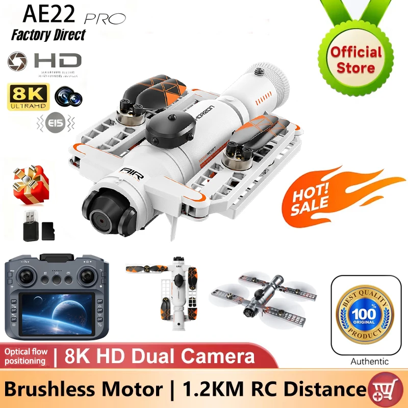 

Дрон 8K профессиональный, высокой четкости, 180 градусов ° Квадрокоптер с камерой, бесщеточным двигателем, инфракрасным датчиком обнаружения препятствий и оптическим позиционированием по потоку.