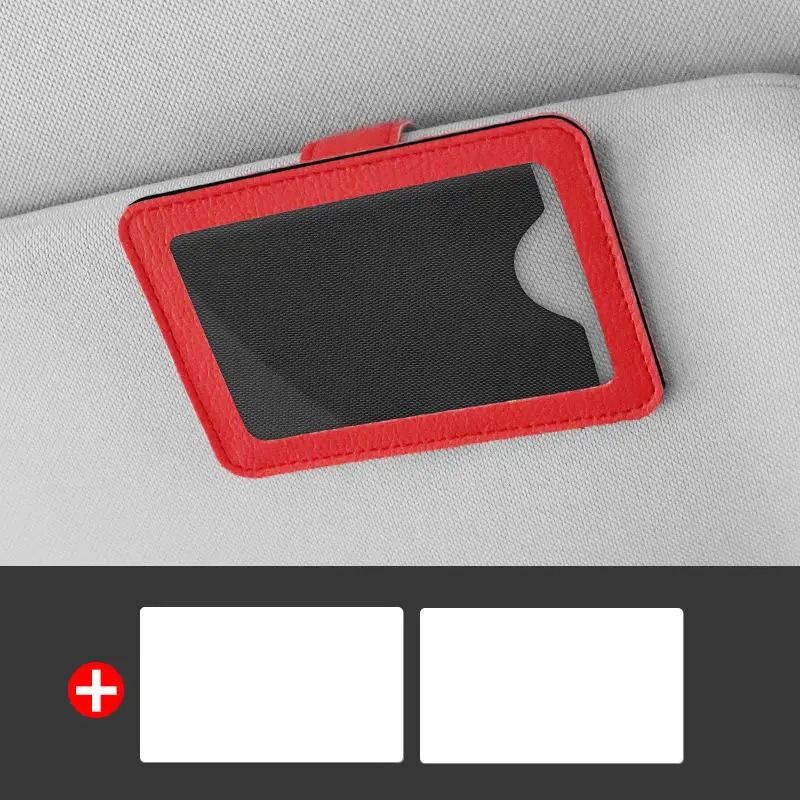 1 шт. кожаный держатель для карт солнцезащитного козырька — временный номер парковки и зажим для удостоверения личности фотографий — скрытый органайзер для салона автомобиля
