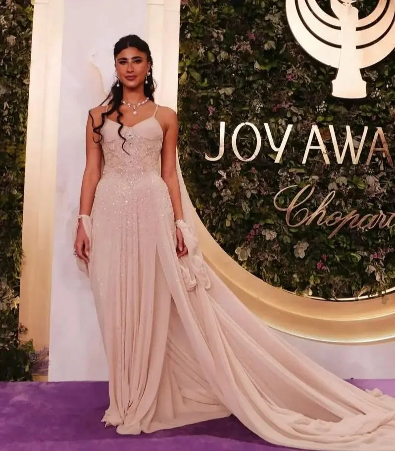 

Вечернее платье Ofherown класса люкс цвета шампань с бретельками-спагетти, расшитое бисером, с струящимся шлейфом, для выпускного вечера, в арабском стиле, для красной дорожки, на заказ