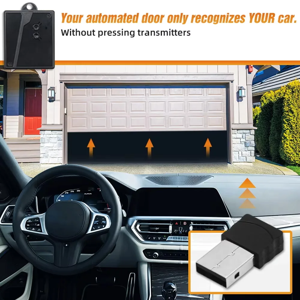 Abridor de portão Bluetooth inteligente de 5,8 GHz - Kit remoto sem fio universal com receptor USB-C para portas de garagem/industrial