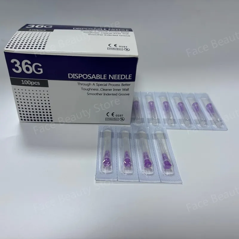 100 قطعة يمكن التخلص منها 36 جرام 4 مللي متر إبرة معبأة بشكل فردي إبرة أدوات التجميل غير مؤلم