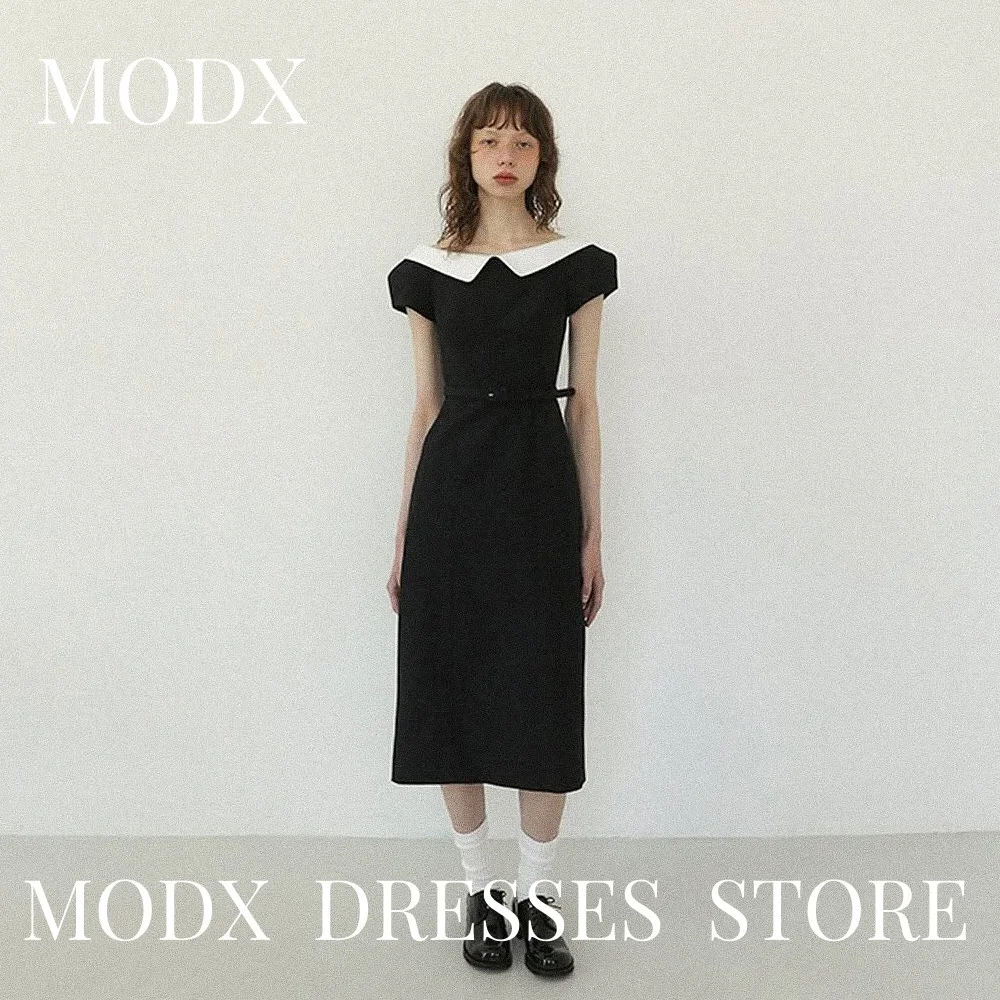 

MODX Elegant Doll Collar Evening Dresses Short Sleeves Tea-Length Prom Gowns A-line Women Formal Party Dress Vestidos de fiesta