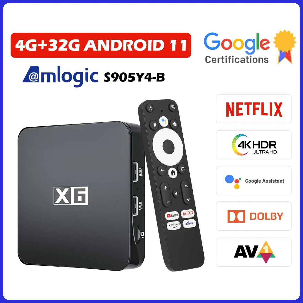 Android 11 TV Box Video Game Console Super Console X6 Netflix Google Certified 4K HDR Dolby AV1 2.4G/5G Wifi BT5.0 Media Player