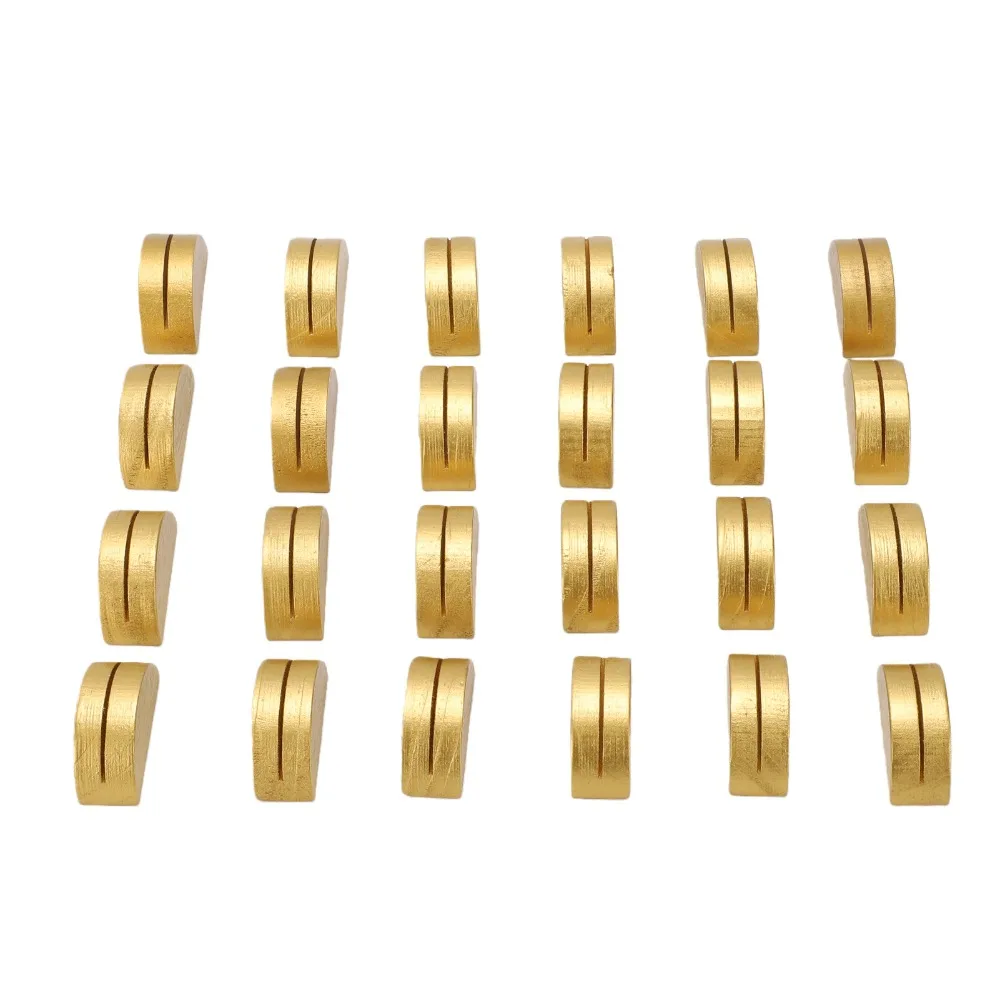 24pcs Wooden Table Number Stands Gold Semicircular Table Number Holders With Adhesive Dots 1.57x0.79x0.59in Wood Sign Holder