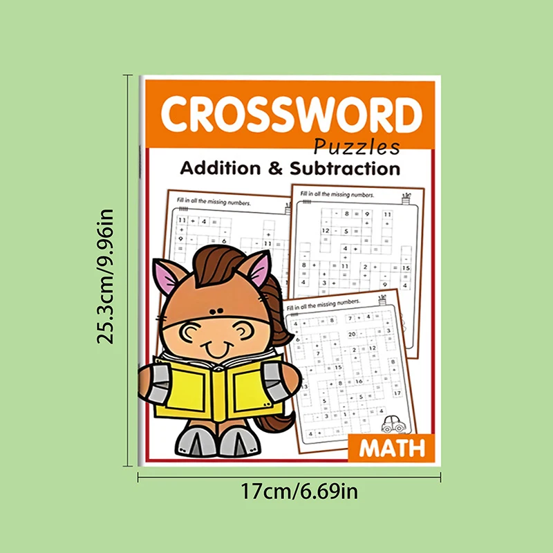 

NEW Math Workbook For Kids Ages 5-8 Math:Math Crossword Puzzles Addition And Subtraction Workbook