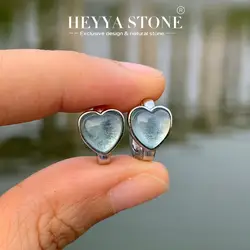 Серьги-кольца HEYYA STONE с натуральным сердцем и аквамарином, кордизинит, простые классические круглые ювелирные изделия из драгоценных камней