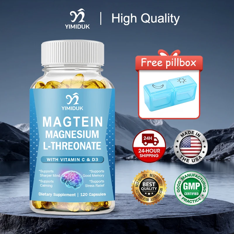 

Magnesium L-Threonate Capsules With Vitamin C, Support Focus, Calming Sleep & Brain Health Formula, Men & Women