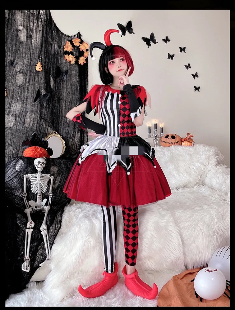 

Halloween Joker Set Circus Magic Show Cosplay Costume Witch Devil Play Stage Four Piece Set