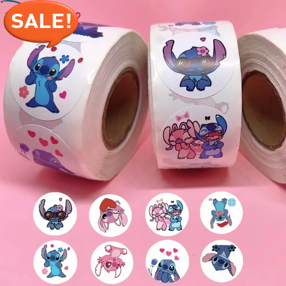 

Lovely 500pcs Stitch Diy Stickers Anime Seal Label Decorative Cartoon Children's Party candy Stickers Rolls Stickers Toys