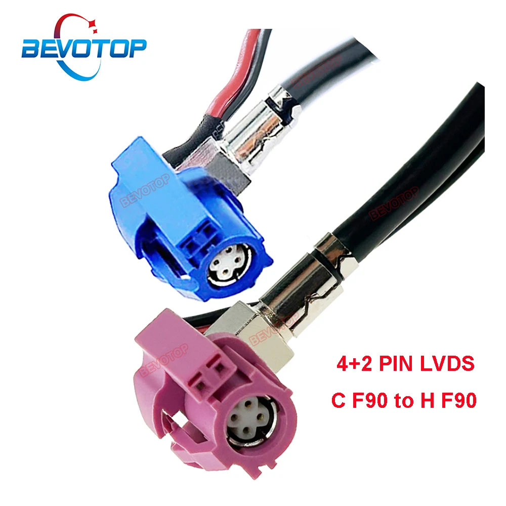 1PCS BEVOTOP 4+2 Pin HSD LVDS Video Line Wire Harness Blue 6P C Female 90° to Pink 6P H Female 90° Right Angle Jack Auto Cable