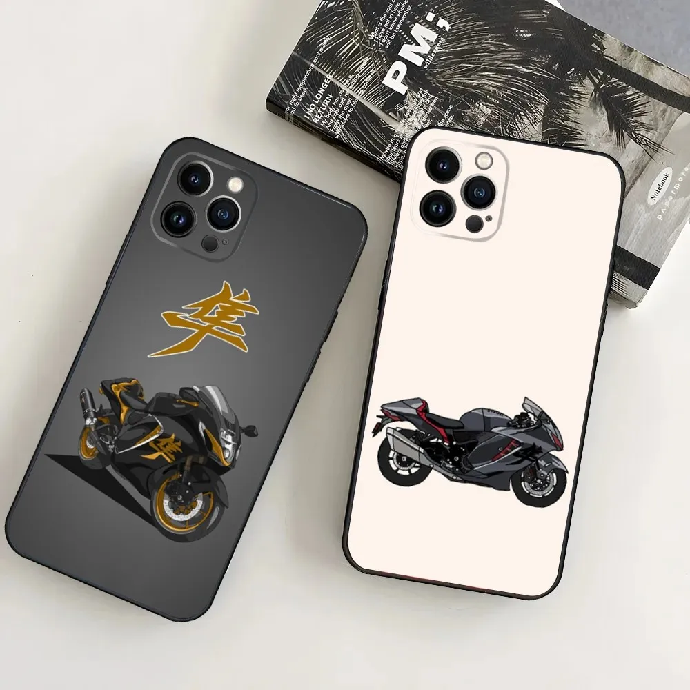 Motorcycle S-SuzukiS H-HayabusaS Phone Case For iPhone16,15,14,13,12 Mini 11 Pro XR,X,XS,MAX 7,8 Plus Silicone Cover Soft Black