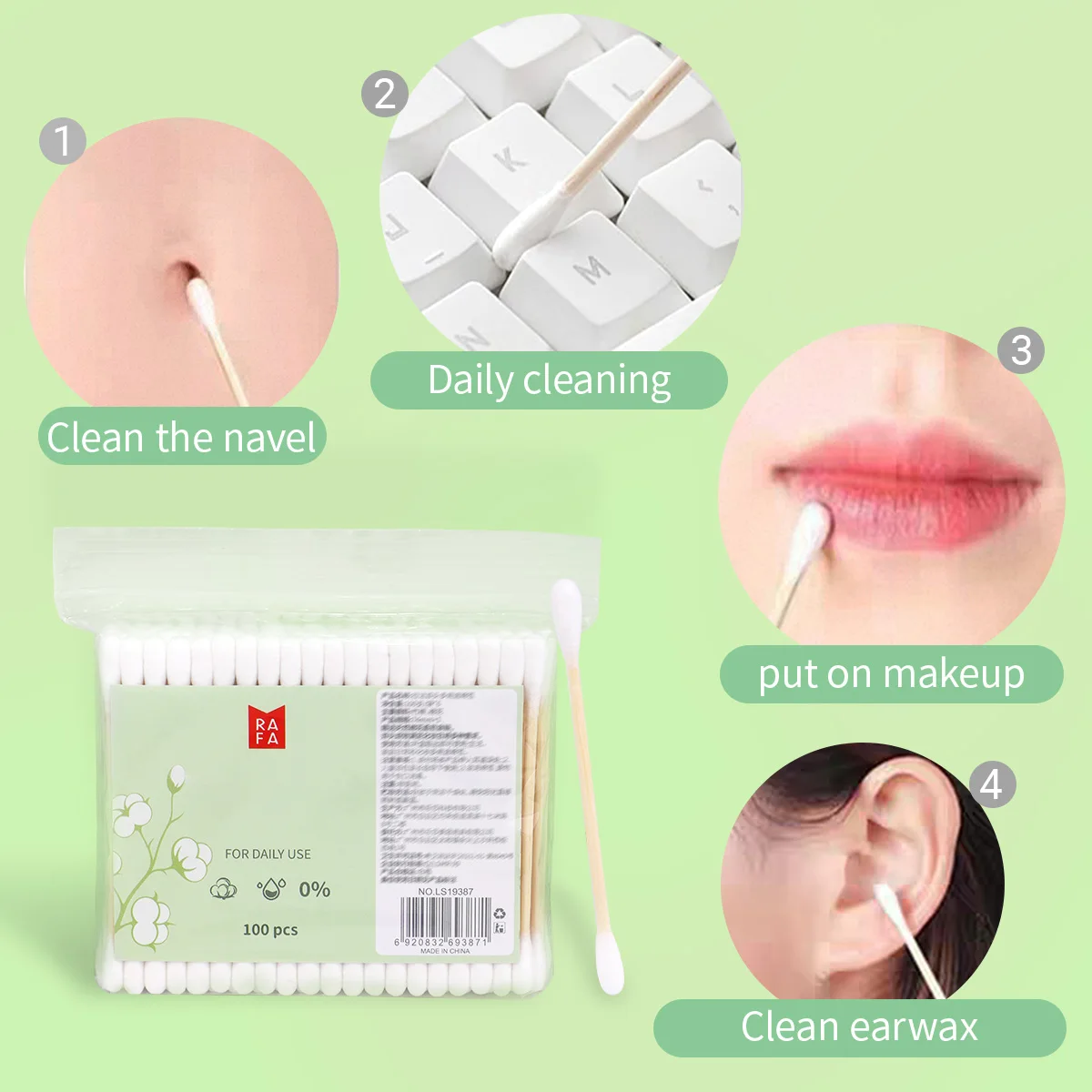 600 hisopos de algodón combinados portátiles, hisopos de algodón de doble cabeza para desgarro y maquillaje de orejas, hisopo de algodón especial desechable.