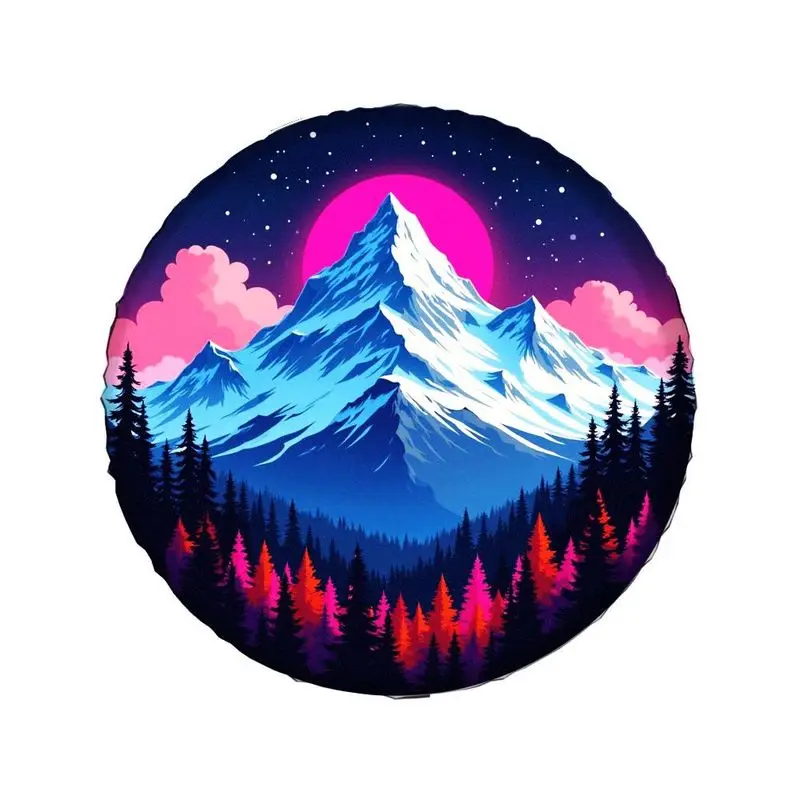 Penutup Ban Starry Night Mountain & Forest - Poliester Tahan Lama Cocok Untuk Segala Cuaca Untuk SUV, Pikap, Mobil - Desain Langit Berbintang yang Cerah