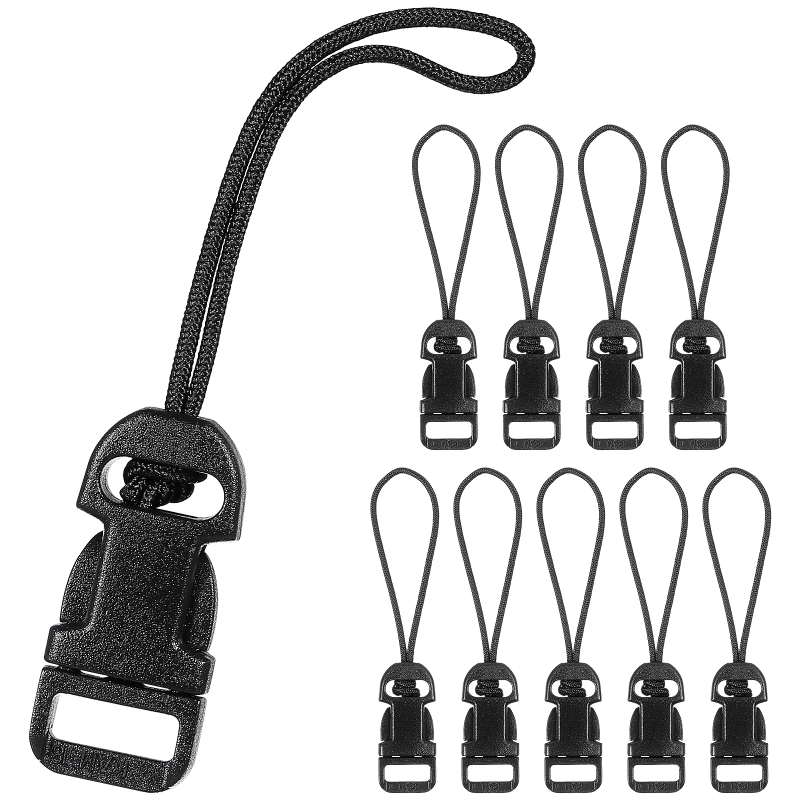 Cinghie per videocamera da 10 pezzi Fibbia Mini Qd Loop Clip per connettore Sgancio rapido Disconnessione con cordino nero