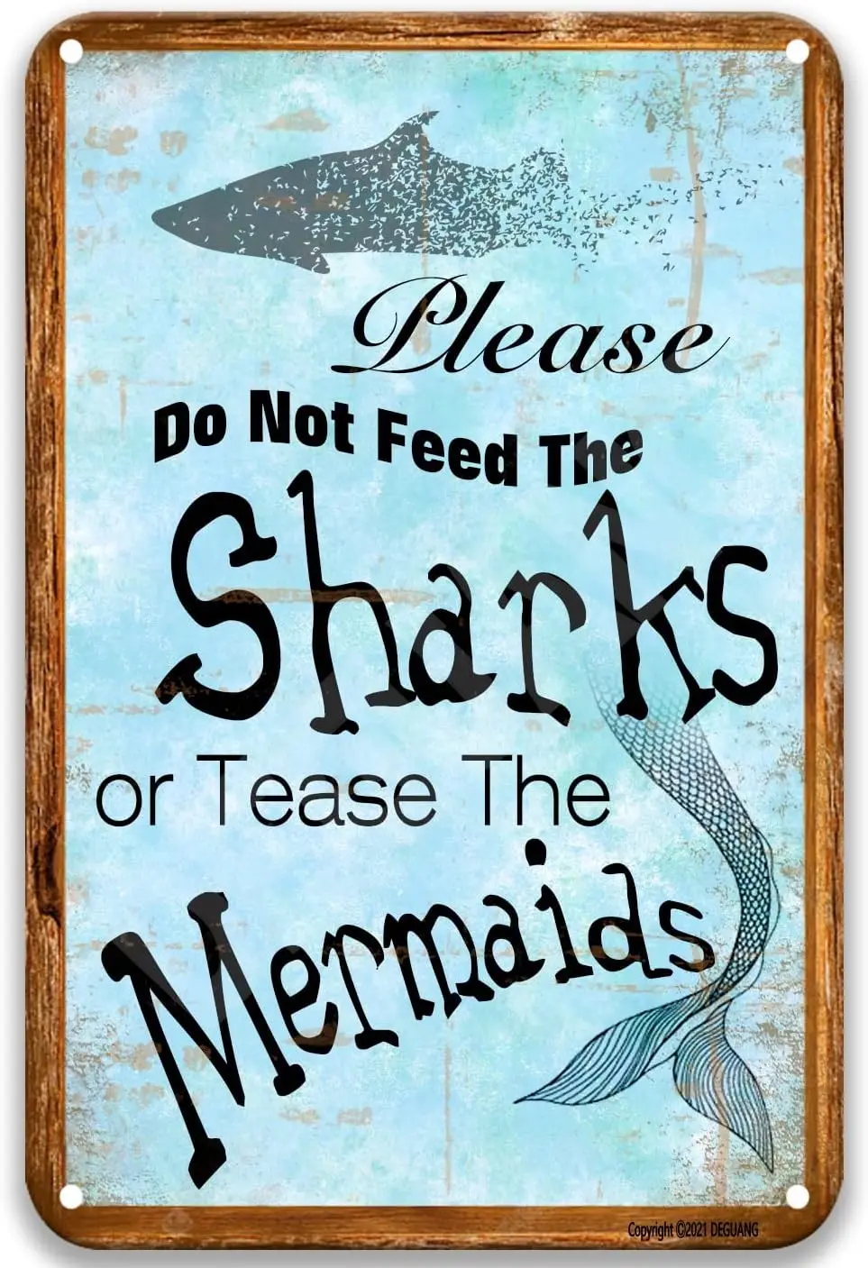 Please Do Not Feed The Sharks Or Tease The Mermaids Vintage Farmhouse Kitchen Decor Pub Sign Decorative Tins 8X12 Tin Sign