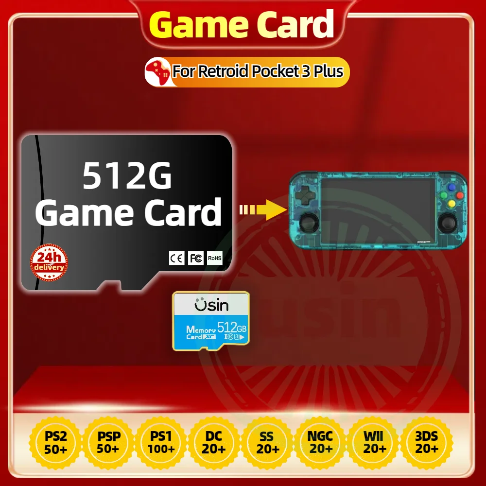 

TF Game Cards For Retroid Pocket 3 Plus Flip RP 2S Android Gaming Console Retro Playstation PS2 PSP PS1 3DS Games SD Card 1TB