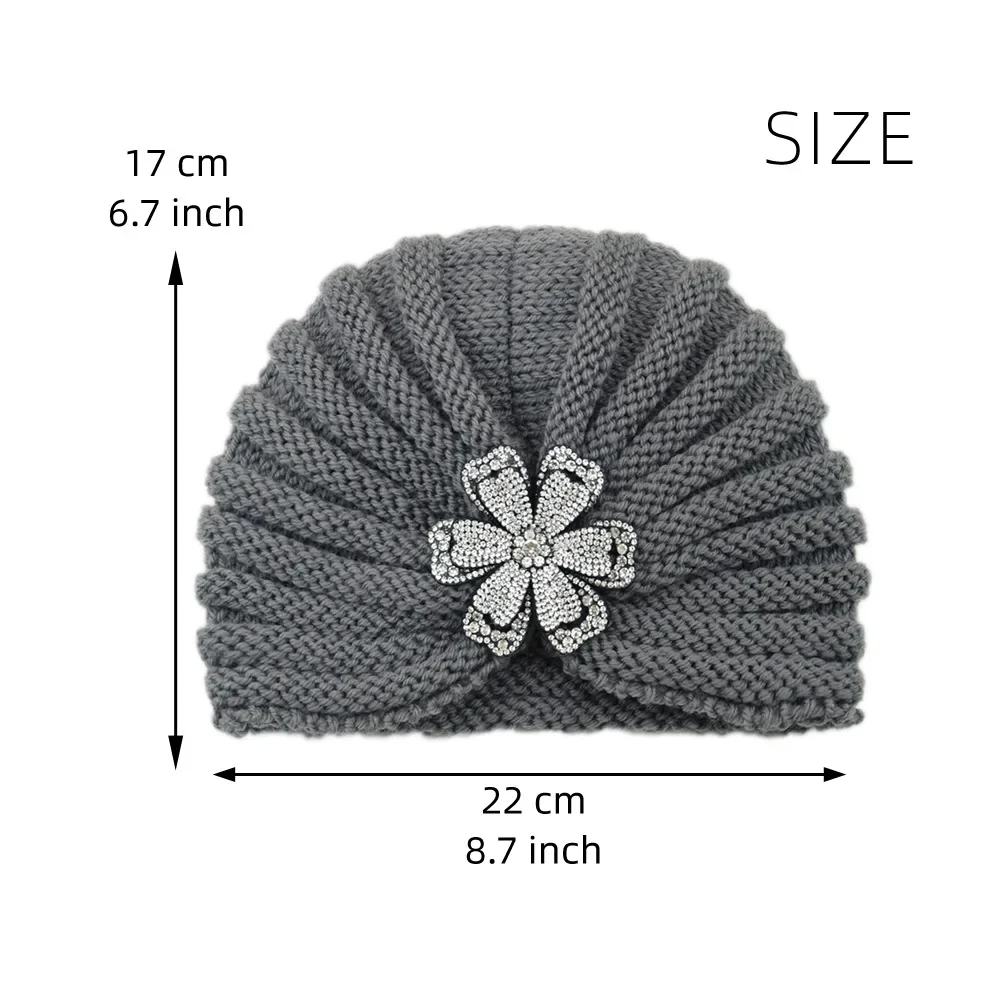 Chapeau Turban tricoté pour femmes, Bonnet Floral, chapeau enveloppé croisé, bohème musulman, casquettes Turbante chaudes pour l'hiver et l'automne, accessoires pour cheveux