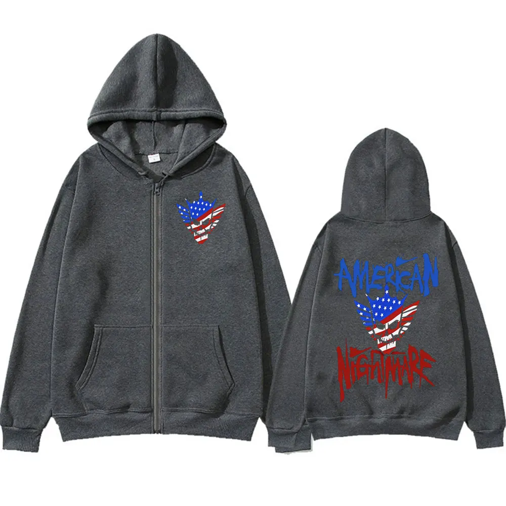 Cody Rhodes American Nightmare Logo Zipper Hoodies Men's Harajuku Hip Hop Vintage Jacket Sweatshirts Casual Fleece Zip Up Hoodie