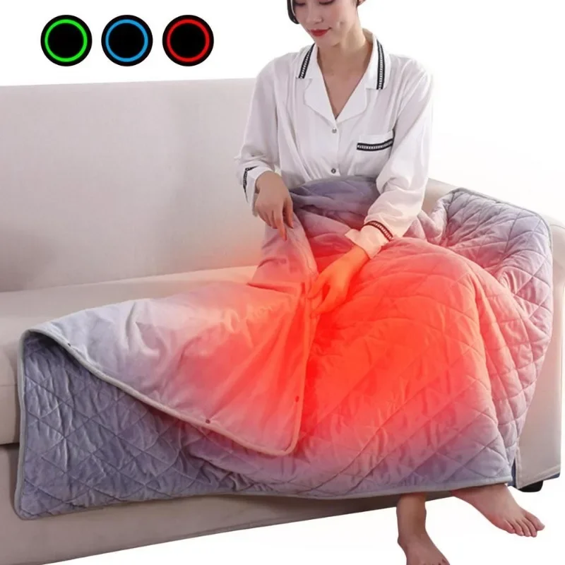 3 Speed Adjustable USB Heated Blanket Fast Heating Wearable Warm Throw Detachable Washable Electric Shoulder Wrap for Home