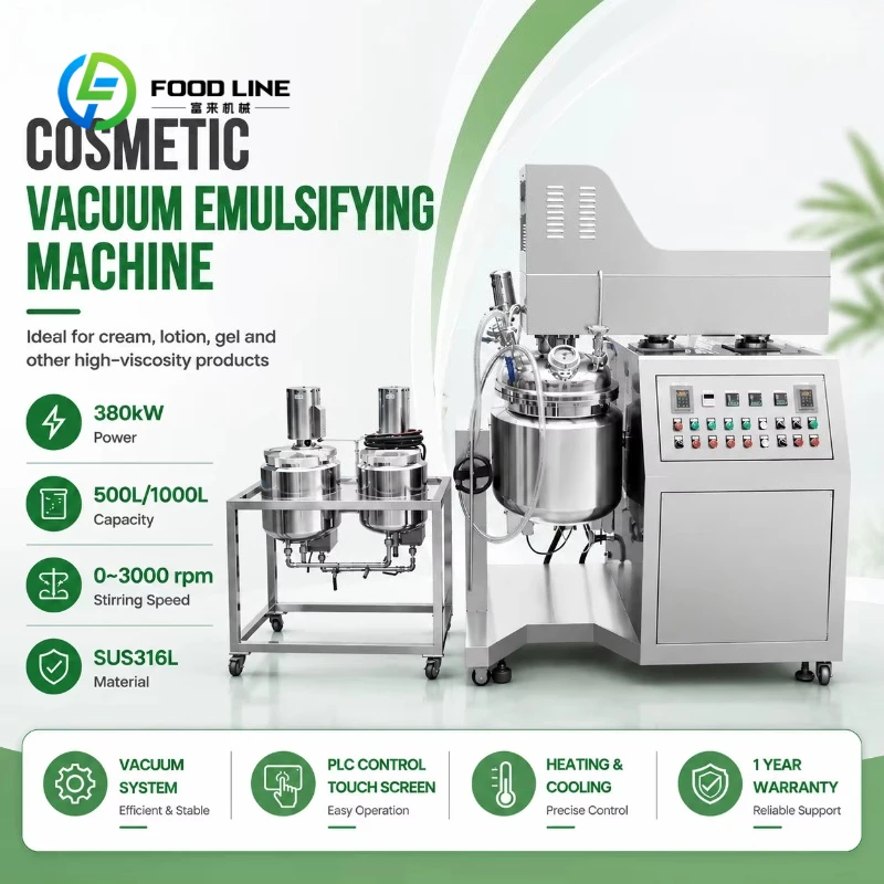 Customized High Efficiency Vacuum High Shear Homogenizer Automatic for Cosmetic Lotion Cream Processing Equipment
