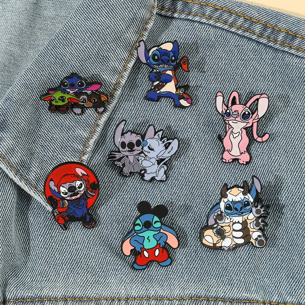 Lilo & Stitch Theme Enamel Pins Creative Disney Cartoon Brooch Badges Gifts for Kids