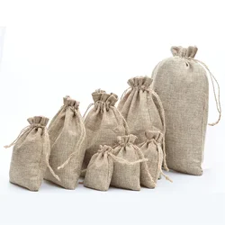 10pcs/lot Jute Linen Drawstring Bag Gift Bag  Diy Handmade  Bag Pack Christmas Party Wedding Jewelry Pouch