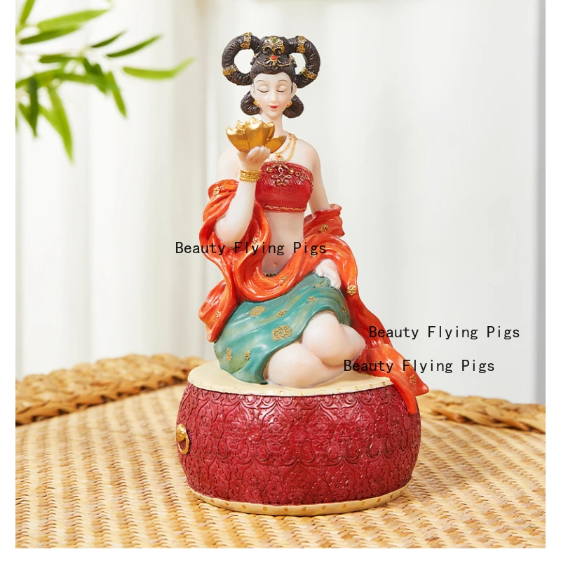 Resin Creative Chinese Dunhuang Flying Apsaras Antique Style Girl Living Room Wine Cabinet Bo Gu Jia National Style Crafts