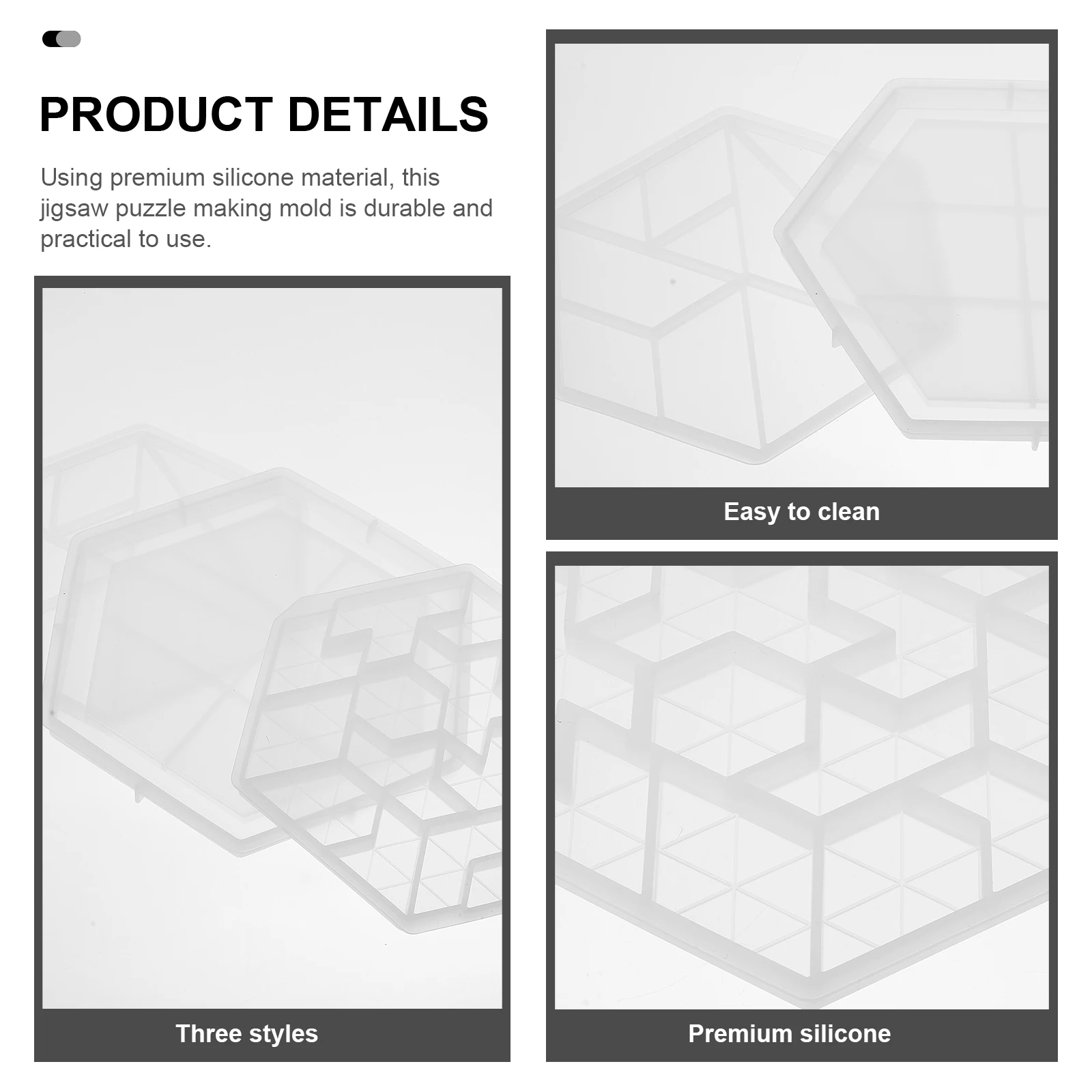 3 szt. Sześciokątne formy silikonowe do tangramu, kreatywne formy do odlewania ręcznego DIY do dekoracji rękodzieła z żywicy epoksydowej