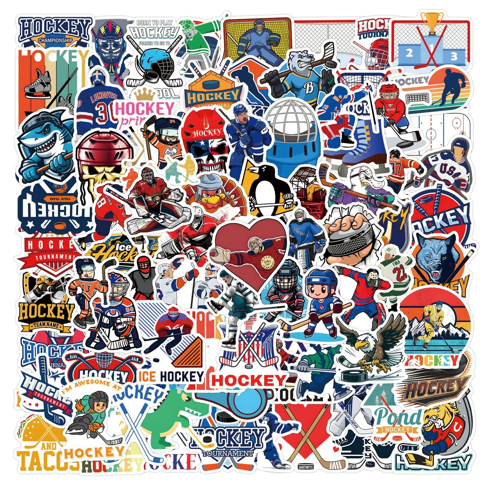 10/55/110PCS Hockey Ball Sticekrs Cartoon Sticker Sports Graffiti Toy Luggage Laptop Guitar Phone Cup Funny Ice Hockey Decals