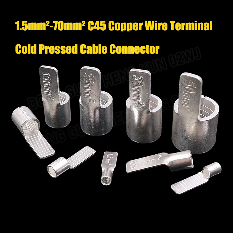 

C45 Pin Type Terminal Cable 1.5 2.5 4 6 10-70 Square mm Tinned Copper Lug Wire Eye Connectors Bare Terminals Lugs Wire Butt Plug