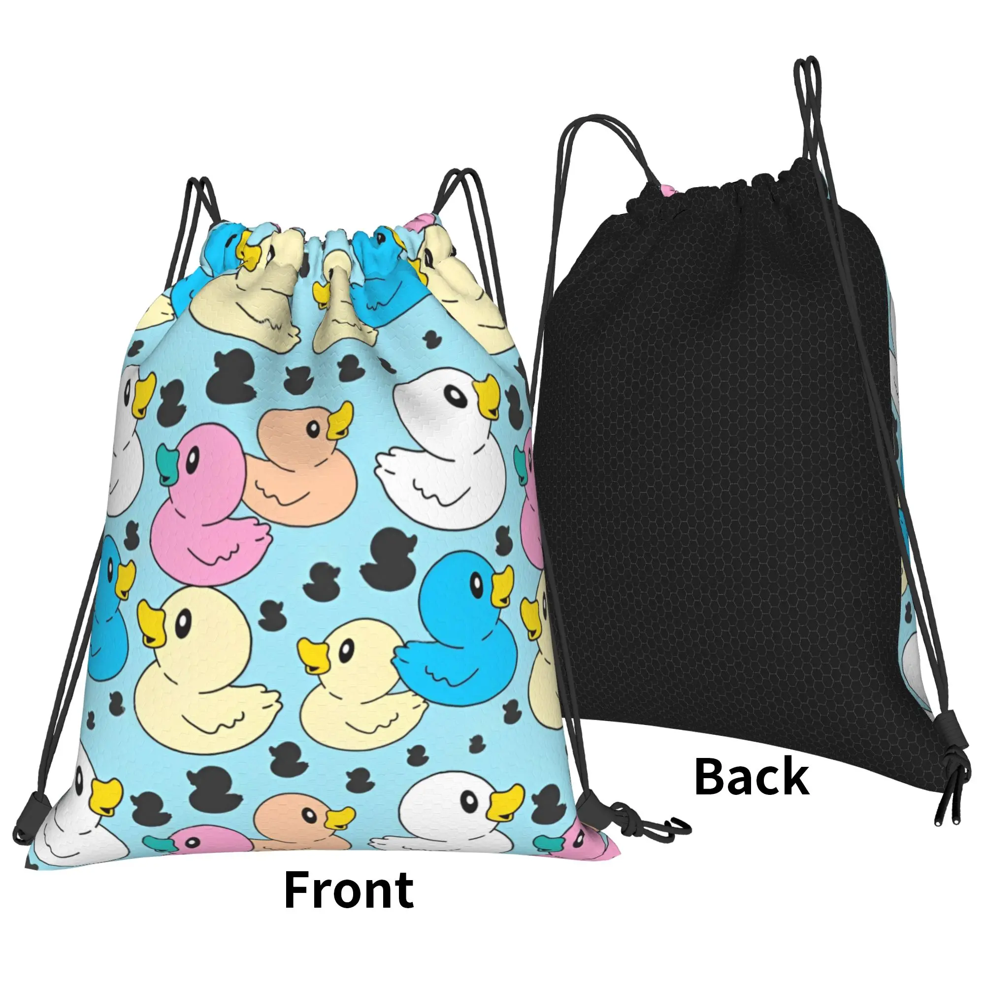Cute Duck Cartoon Drawstring Backpack Sports Gym Bag Water Resistant  String Sackpack for Hiking 36cm (W) x 43cm (H)