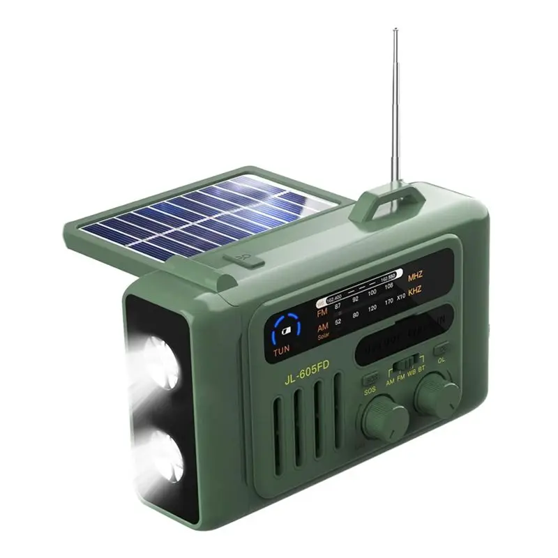 

Портативное солнечное радио ABZZ-Solar с ручным приводом, AM/FM/NOAA, Bluetooth-колонка и LED-лампа для чтения (зеленый)