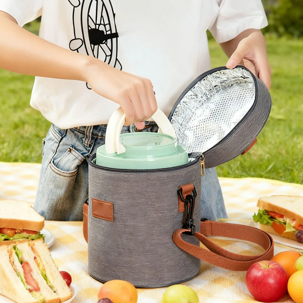 Oxford Cloth, Insulated Lunch Bag Aluminum Film Square/Cylinder Shape Cooler Lunch Bag EPE Pearl Cotton Thermal Food Tote