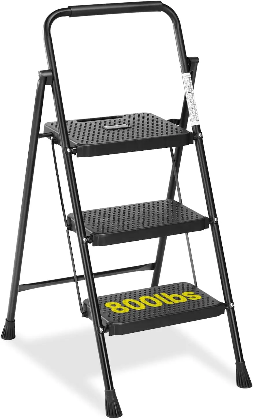 

Складная 3-ступенчатая лестница, грузоподъемность 800 фунтов с противоскользящей педалью, легкая для домашней кухни и наружного использования