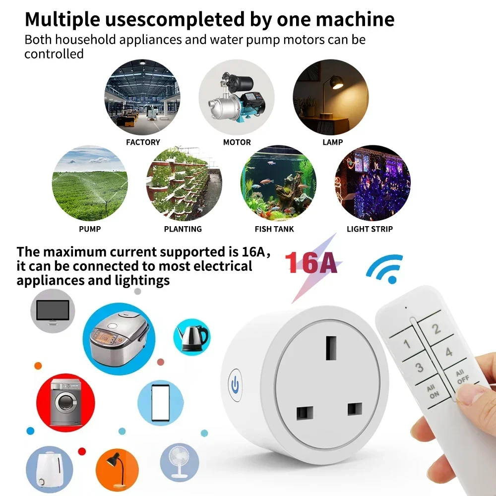 Bluetooth Smart-Steckdose UK-Stecker RF2.4G Kabellose Fernbedienungssteckdose mit EWewLink App Zeitgesteuerter Steckdosenschalter – Detail 5