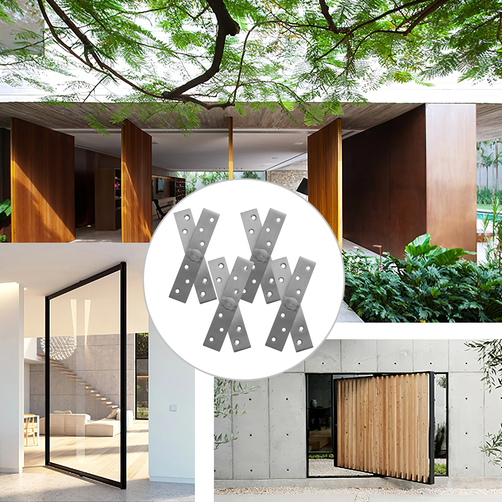 

4pcs Pivot Hinge 360 Degree Rotatable Hidden Door Hinge Up Down Shaft Hinges Secret Door Fittings Durable Rust Resistant For