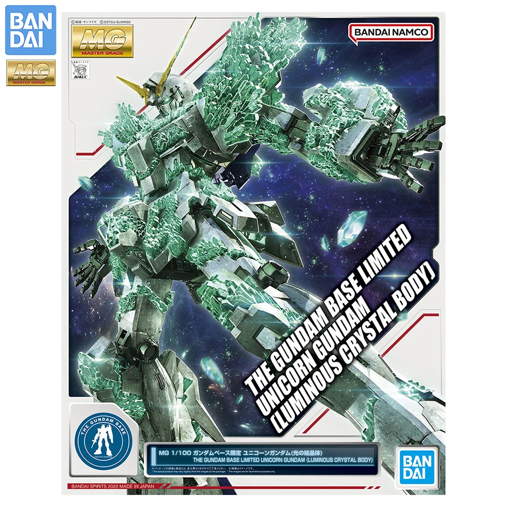 [In Stock] Bandai MG 1/100 The Gundam Base Limited Unicorn Gundam (Luminous Crystal Body) Original Assembling Action Model Toys