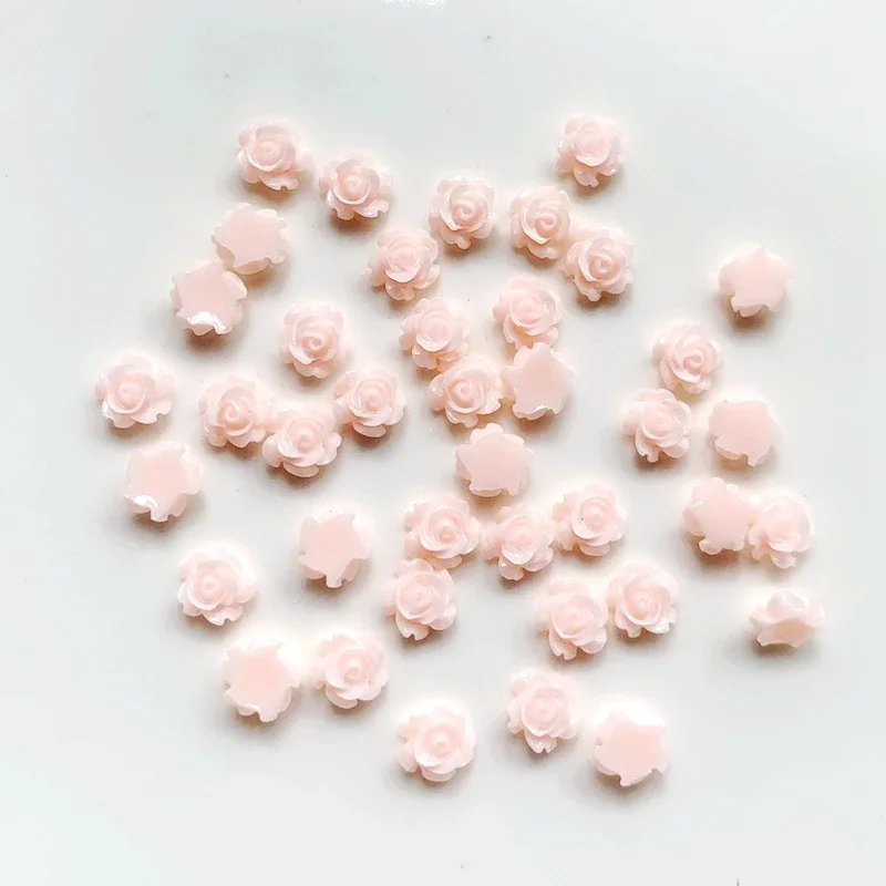 100pcs 6mm Resin Flower Rose Flatback Cabochon Beads For Nail Art Craft Decoration Jewelry Making  Hairpins decorate the flowers