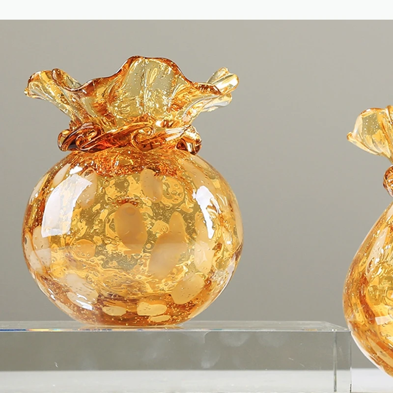 Glass Vase Bag Shape Colored Flower Vase Floral Arrangement Accessories Terrarium Room Decoration Accessories